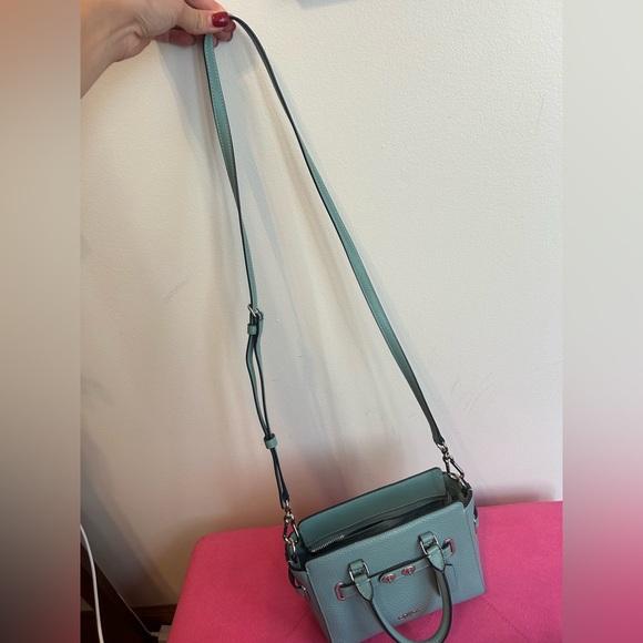 Coach Purse Blue Pebble Leather - Picture 6 of 7